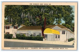1950 Johnston's Coffee Shop Palmetto Magnolia Daytona Beach FL Postcard