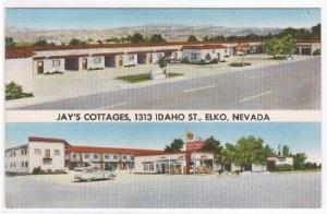 Gas Station Pumps Jays Cottages Motel Elko Nevada postcard