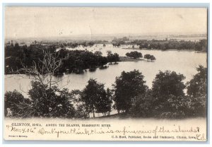 1906 Birds Eye View Among Islands Mississippi River Clinton Iowa Posted Postcard