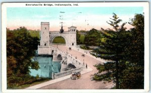 c1920s Indianapolis, Ind. Emrichsville Bridge Postcard Linen Photo Indiana A41