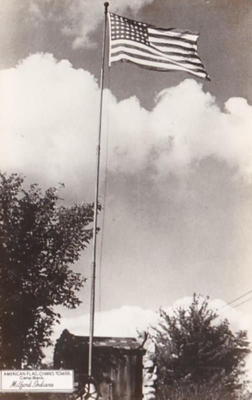 Indiana Milford Camp Mack American Flag Chimes Tower Real Photo