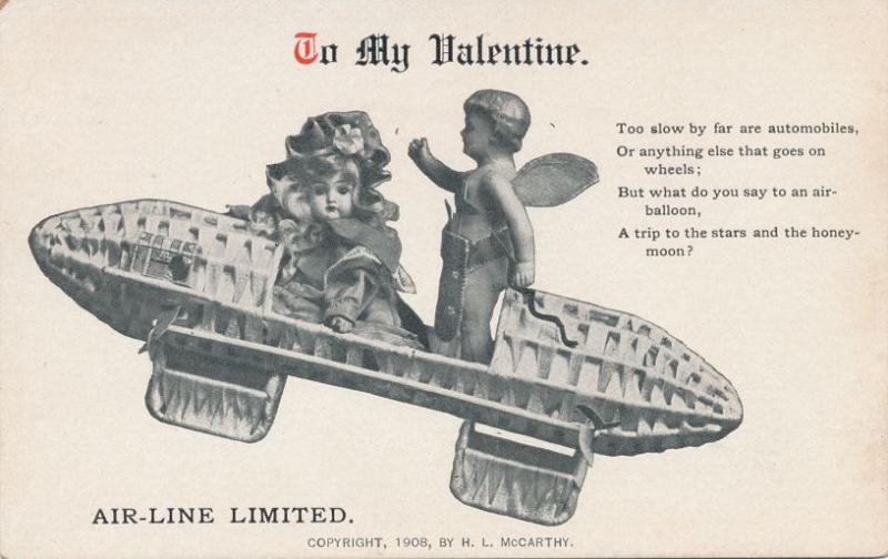 To My Valentine Greetings - Airline Limited - DB - 1908 H. L. McCarthy