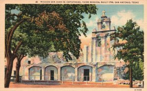 San Antonio Texas Mission San Juan De Capistrano Third Mission Vintage Postcard