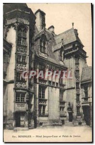 Old Postcard Bourges Hotel Jacques heart and Courthouse