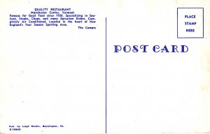 Manchester, Vermont - The Quality Restaurant at Manchester Center - c1960