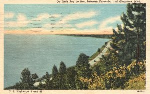 Vintage Postcard 1954 Little Bay De Noc Between Escanaba & Gladstone Michigan