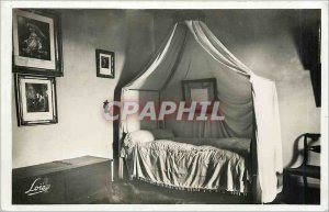 Old Postcard COMBOURG-Interieur of Chaeau -bedroom of chateaubriand