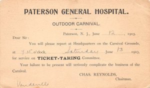 Paterson New Jersey General Hospital Outdoor Carnival Avd Postal PC AA58945