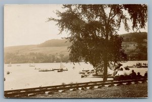 CANADA LAKE BOATING SCENE ANTIQUE REAL PHOTO POSTCARD RPPC