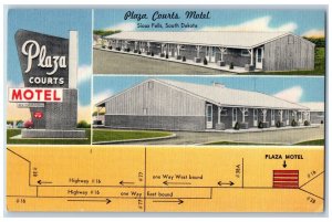 Sioux Falls South Dakota SD Postcard Plaza Courts Motel Exterior 1955 Vintage