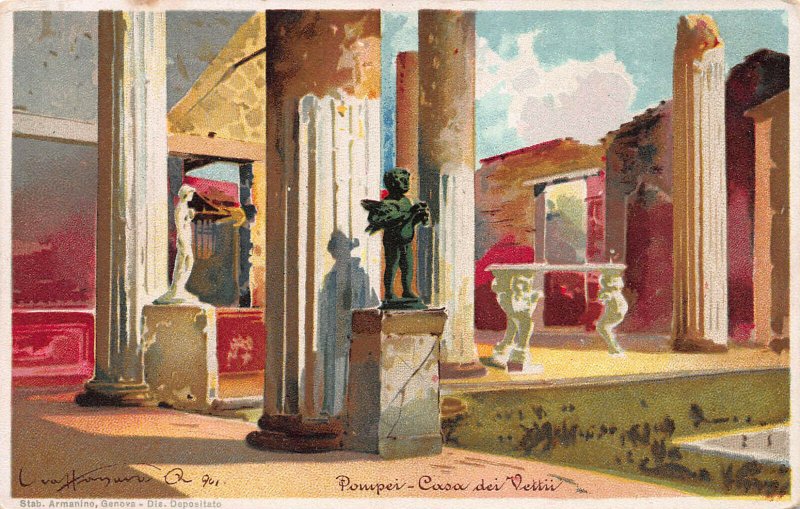 Casa Dei Vettin, Pompei, Italy, Very Early Postcard, Unused