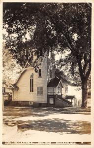 Durand Wisconsin~Congregational Church~Pilgrim Fellowship on Sign~1958 RPPC