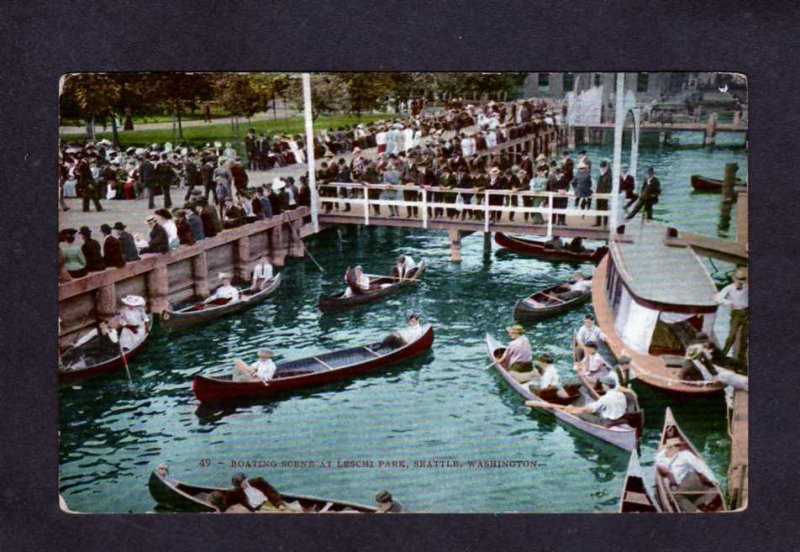 WA Boating Canoe Leschi Park Seattle Washington Postcard