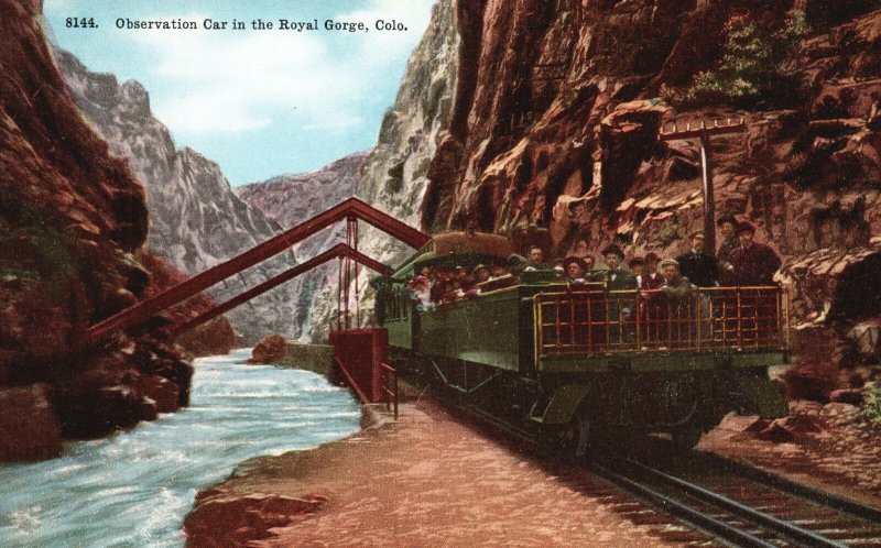 Vintage Postcard Observation Car In The Royal Gorge Colorado Gray News Co. Pub.