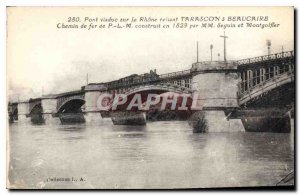 Postcard Old Bridge supendu the Rhone Tarascon connecting PLM railway built i...