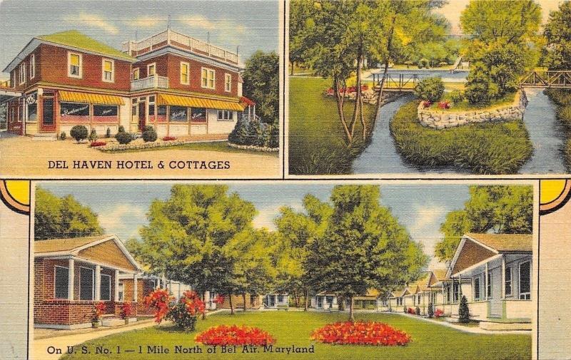 Bel Air Maryland Del Haven Hotel Motel Cottages Pool Bridge 1940