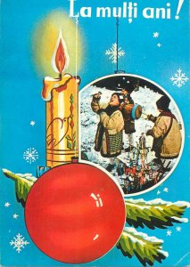 Winter Holidays traditions greet Postcard ethnic types folk costumes lit candle