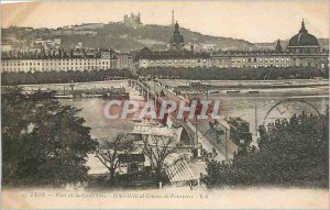 Old Postcard Lyon Guillotiere Bridge Hotel Dieu and Coteau de Fourviere