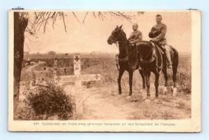 Postcard WWI German Calvarymen at Grave of Fallen Soldier Battle of Champion G17