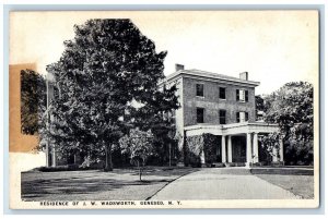 c1930's Residence Of J. W. Wadsworth House Geneseo New York NY Vintage Postcard 