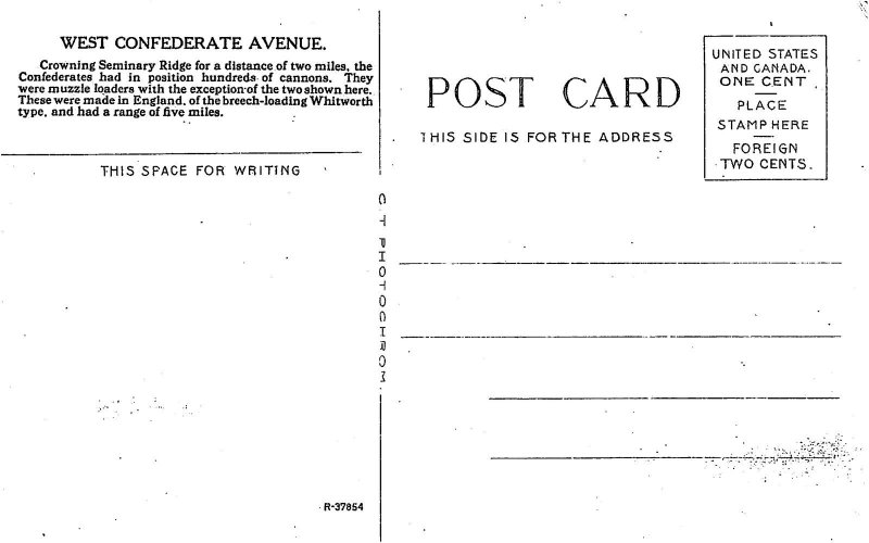 Whitworth Artillery Gun Cannon Civil War West Confederate Gettysburg PA postcard