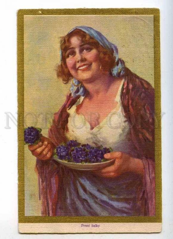 233538 First violets SELLER of Flowers BELLE Vintage postcard