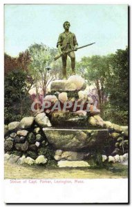 USA Old Postcard Statue of Capt Parker Lexington Mass