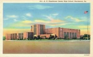 USA A.D. Eisenhower Senior High School Norristown Linen Postcard 07.36