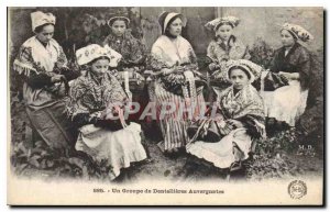 Old Postcard Folklore A group of bobbin lace makers Auvergne