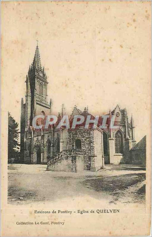 Old Postcard Environs de Pontivy Church Quelven
