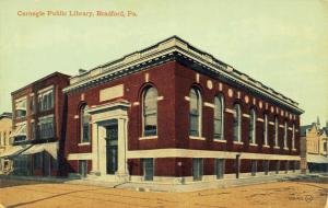 Bradford PE~Shops Next Door to Carnegie Public Library~Homes Behind c1910