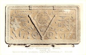 RPPC Seamanship Board USNTS Farragut, Idaho WWII Navy 1940s Vintage Postcard