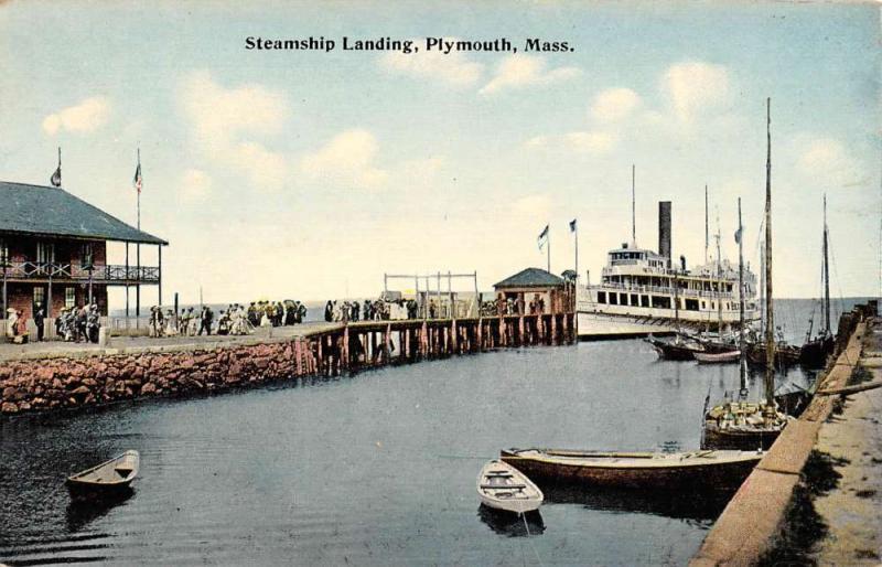 Plymouth Massachusetts Steamship Landing Waterfront Antique Postcard K61181