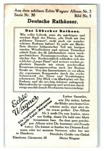 Lubeck Rathaus, German Town Halls, Echte Wagner Trade Card *VT31W