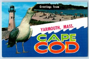 c1940 Cape Cod Massachusetts MA Vintage Postcard Greetings From Yarmouth Seaside