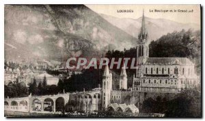 Old Postcard Lourdes Basilica and the Grand Jet