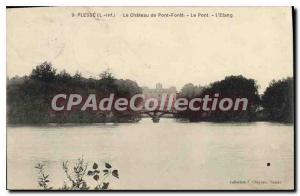 Postcard Old Plesse The Inf Le Chateau Foret Bridge Pont l'Etang