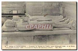 Postcard Abbey of Saint Denis Tomb of Count Charles of Valois d & # 39Alencon...