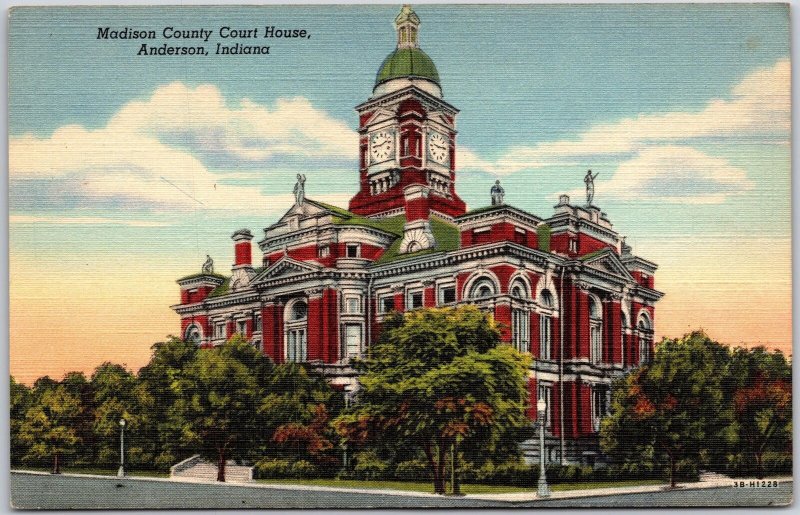 Anderson Indiana IND, Madison County Court House Building, Vintage Postcard
