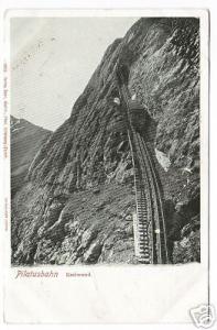 Incline Train Pilatusbahn Switzerland 1905c postcard