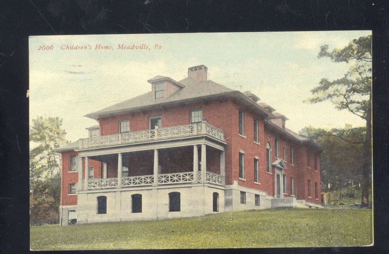 MEADVILLE PENNSYLVANIA PA. CHILDRENS HOME ORPHANS VINTAGE POSTCARD 1911