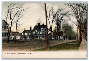 c1905 Court Street Exterior Houses Street Road Haverhill New Hampshire Postcard