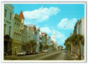 c1960's Broad Street Buildings Cars Charleston South Carolina SC Postcard