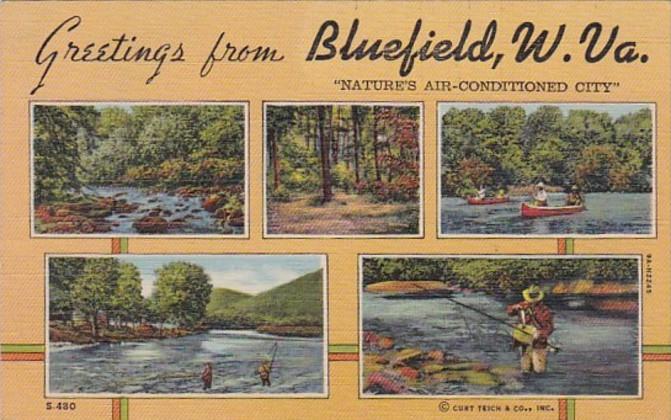 West Virginia Greetings From Bluefield Multi View Curteich