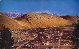 Birdseye View 1951 Jackson Wyoming Teton Range Roberts postcard 7207