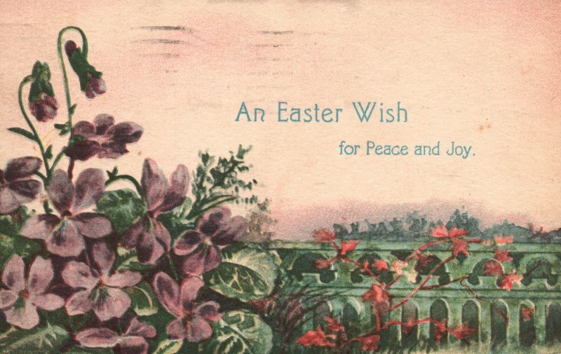 Vintage Postcard 1919 An Easter Wish For Peace And Joy Eastertide Greetings Wish