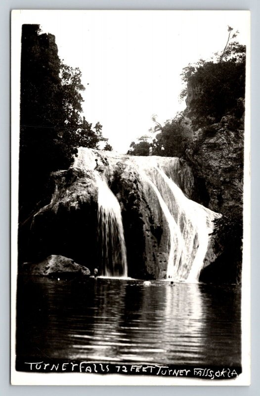 RPPC People at Top of Turney Falls in Oklahoma VINTAGE Postcard 1514