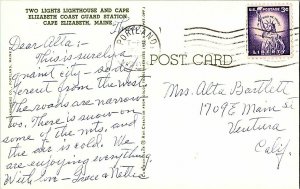 Two Lights Lighthouse Cape Elizabeth Maine Vintage Postcard Standard View Card