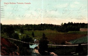 VINTAGE POSTCARD HOG'S HOLLOW TORONTO CANADA MAILED 1909 [VERY UNCOMMON/RARE]