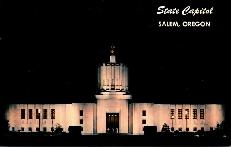 Oregon Salem State Capitol Building At Night